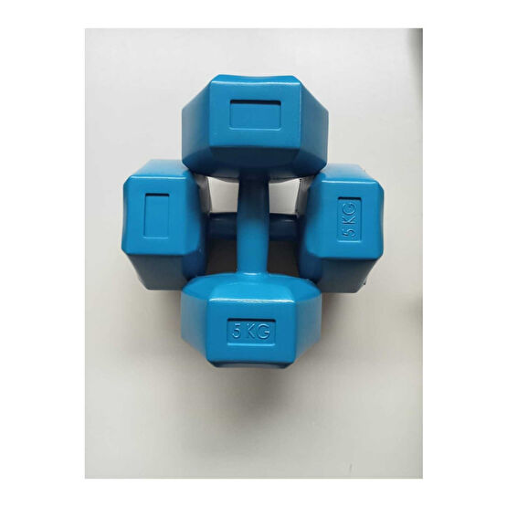 EMH SPOR 5 Kg X 2 Adet Köşeli Vinyl Kaplı Mavi Dambıl Ağırlık Seti Dambıllar & El / Ayak Ağırlıkları Fiyatı