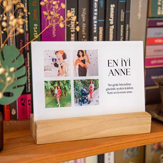 En İyi Anne 10x15 Ahşap Stantlı Akrilik Çerçeve