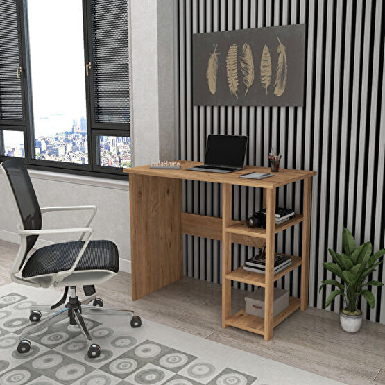 Enda Home San-I 86.5x50 CM 3 Raflı Kütüphaneli Çam Çalışma Masası Bilgisayar Masası Fiyatı