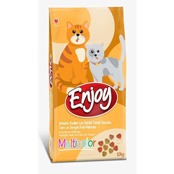 Enjoy Renkli Tavuklu Yetişkin Kedi Maması 10 KG