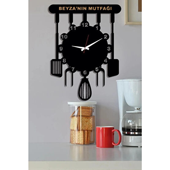 Ensa Design Kişiye Özel Ahşap Dekoratif Mutfak Saati 40cm Duvar Saati Fiyatı