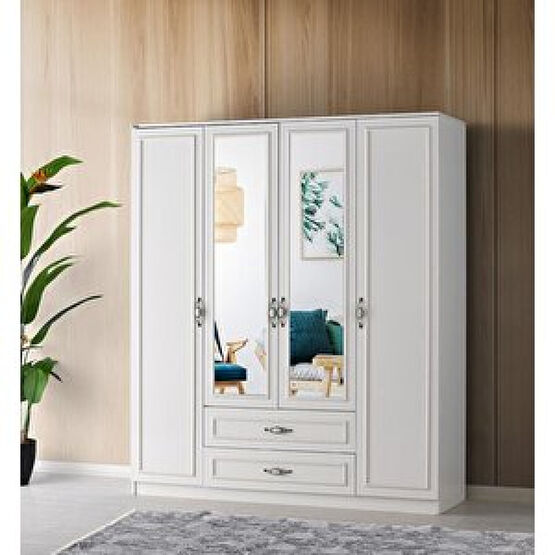 Erezoğulları Gediz 4 Kapılı 2 Çekmeceli Gardrop Elbise Dolabı 180x57x210cm Bebek Odası Gardırop Fiyatı