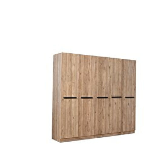 Erezoğulları Mercan Mdf 5 Kapılı 2 Çekmeceli Gardrop Elbise Dolabı 200x53x216cm Ceviz Bebek Odası Gardırop Fiyatı