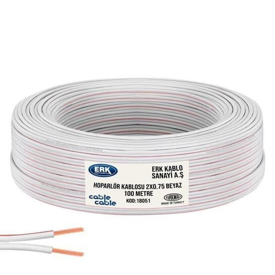 ERK Kablo 2x0.75 mm 100 m Beyaz Hoparlör Kablosu Ses Kablosu Fiyatı