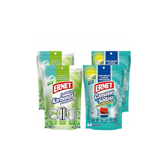 Ernet Temizlik Için Karbonat 1.5 kg x 2 Adet +  Çamaşır Sodası 2 kg x 2 Adet