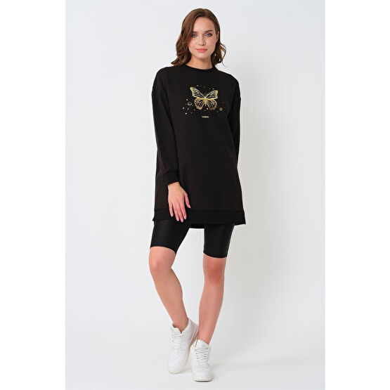 ESPİNA Kadın Oversize Tunik Sweatshirt Siyah XL Beden Tunik Fiyatı