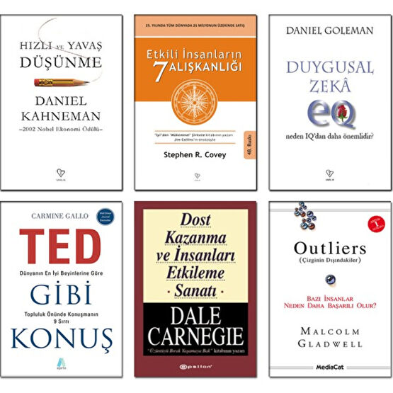 Etkili Insanların 7 Alışkanlığı + Hızlı ve Yavaş Düşünme + Duygusal Zeka Neden Iq'dan Daha Önemlidir? + Ted Gibi Konuş + Outliers + Dost Kazanma ve... Başarı Kitapları Fiyatı