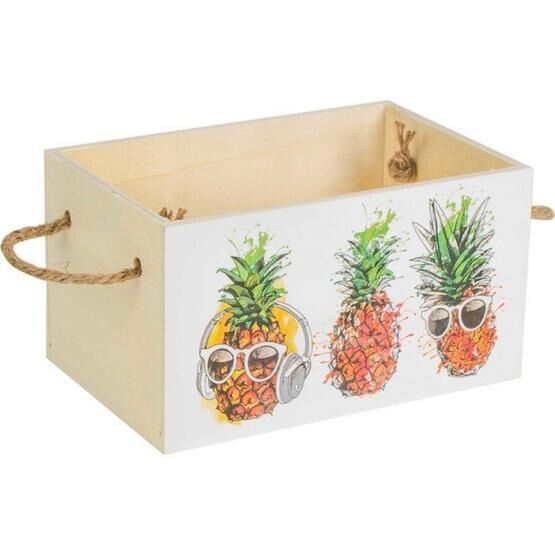 Euro Flora Ananas Desenli 20x13x11 cm Mini Ahşap Kasa