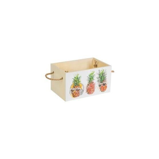 Euro Flora Ananas Desenli 20x13x11 cm Mini Ahşap Kasa