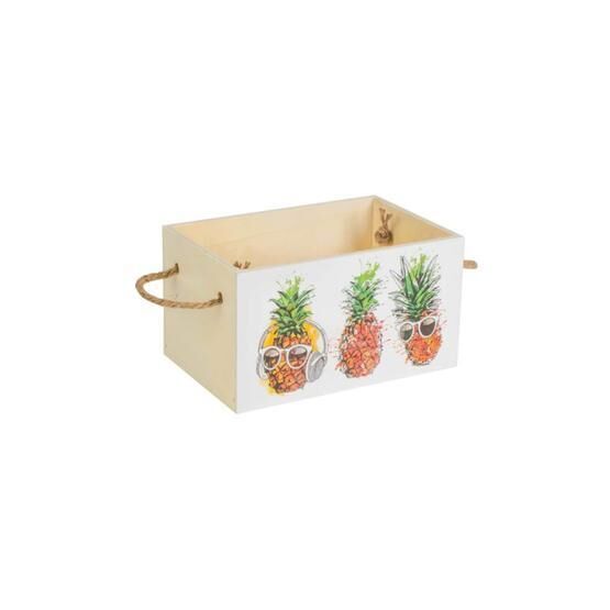 Euro Flora Ananas Desenli 20x13x11 cm Mini Ahşap Kasa