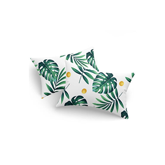Ev & Ev Home 2li Yastık Kılıfı Monstera Yeşil