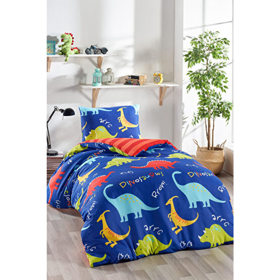 Ev & Ev Home Junior Nevresim Seti Tek Kişilik Dinazorus Mavi Bebek Nevresim Takımı Fiyatı