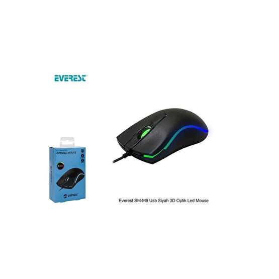 Everest Sm-m9 Usb Siyah 3d Optik Led Mouse Kablolu Oyuncu Mouse Fiyatı