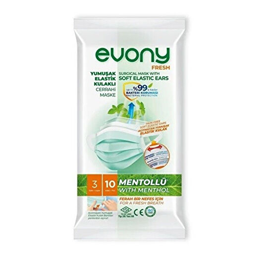 Evony 10'lu 3 Katlı Telli Mentollü Maske Maskeler Fiyatı