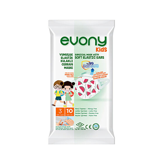 Evony 10'lu Telli 3 Katlı Çocuk Maskesi Maskeler Fiyatı