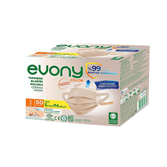Evony 50'Lı 3 Katlı Cerrahi Maske Renkli Maskeler Fiyatı