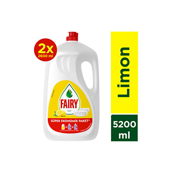 Fairy 5200 ml ( 2 X 2600 Ml) Limon Sıvı Bulaşık Deterjanı Bulaşık Yıkama Fiyatı