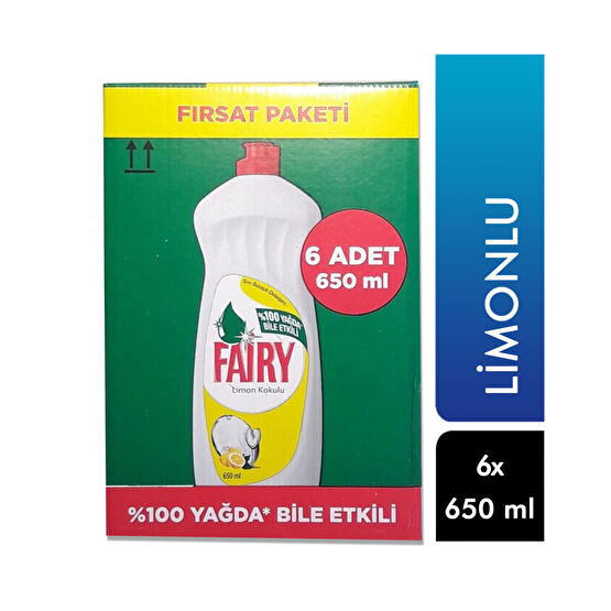Fairy Sıvı Bulaşık Deterjanı 6x650 ml Limon