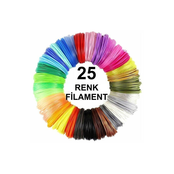 Filament 3d Kalem Yazıcı Için 25 Renk 25 Metre Filament (25 X 1 Metre) Pla Filament Fiyatı