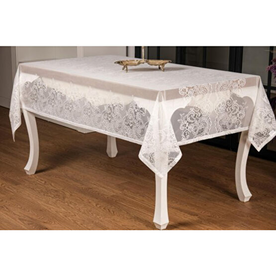 Finezza Orkide Lux Rasel Dantel Krem Masa Ortusu 155X220 Cm - 1291 Yemek Odası Takımı / Seti Fiyatı