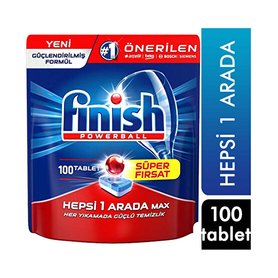 Finish Hepsi Bir Arada 100 Yıkama Bulaşık Makinesi Tableti