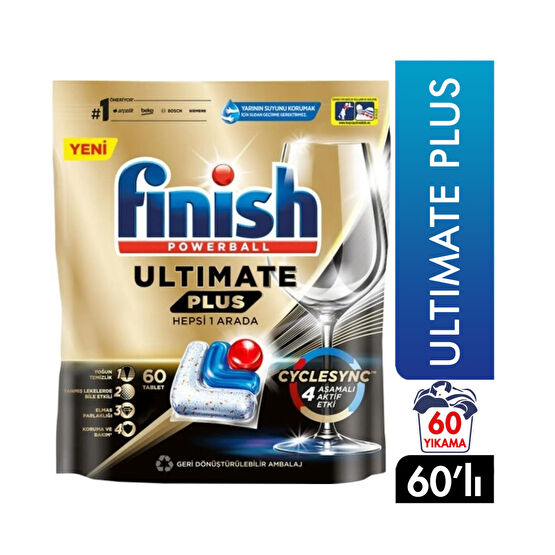 Finish Powerball Ultimate Plus Hepsi Bir Arada 60 Yıkama Bulaşık Table