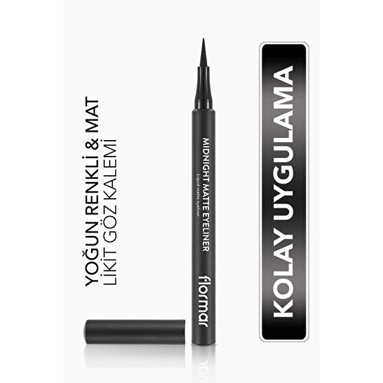 Flormar Mat Likit Kalem Eyeliner (SİYAH) - Midnight Matte Eyeliner - 001 Black - 8690604532292 Eyeliner Fiyatı