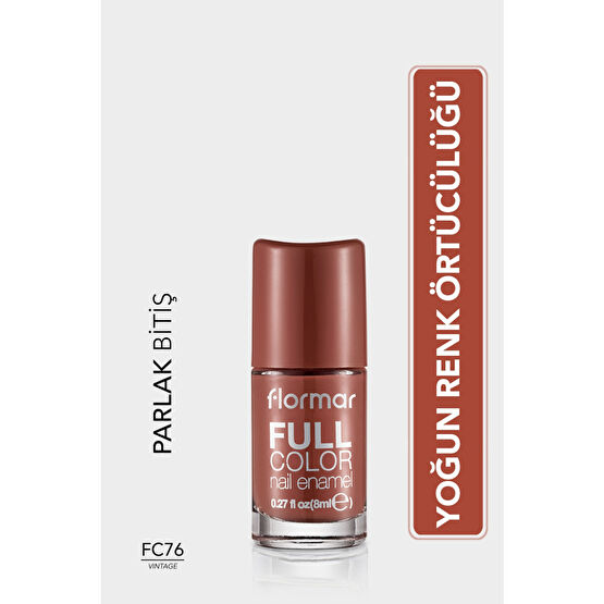 Flormar Yoğun Pigmentli Parlak Oje (Turuncu) - Full Color Nail Enamel - FC76 Vintage - 8690604612741