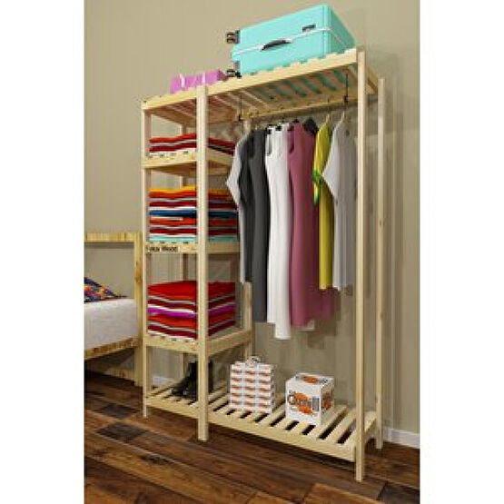Fokai Wood Solo - Açık Ahşap El Yapımı Elbise Dolabı Bebek Odası Gardırop Fiyatı