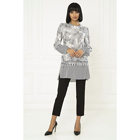 For You Moda Yaprak Desenli Ekru Tunik S21108 Tunik Fiyatı