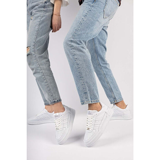 Freemax Unisex Garantili Ortopedik Hafif Esnek Sağlam Sneaker Spor Ayakkabı Beyaz Beyaz 40 Beden