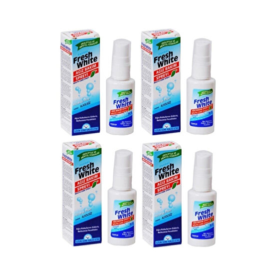 Fresh White Fresh Whıte Ağız Kokusu Giderici Önleyici Sprey 4 Adet 30 ml Ağız Gargara ve Spreyi Fiyatı