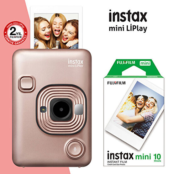 Fujifilm Instax Mini Liplay Hybrid Blush Gold Şipşak Fotoğraf Makinesi ve 10l'u Mini Film Dijital Fotoğraf Makineleri Fiyatı