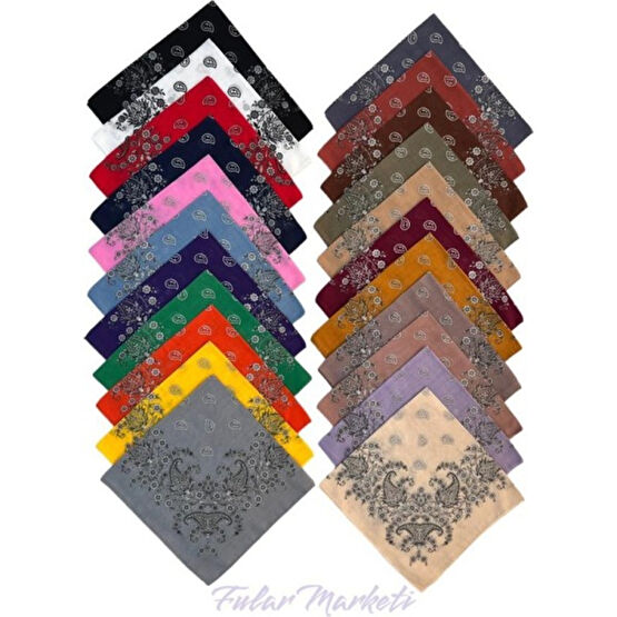 Fular Marketi %100 Pamuk 17' Li Crush Desenli Bandana Avantajlı Paket Bandana (Outdoor) Fiyatı