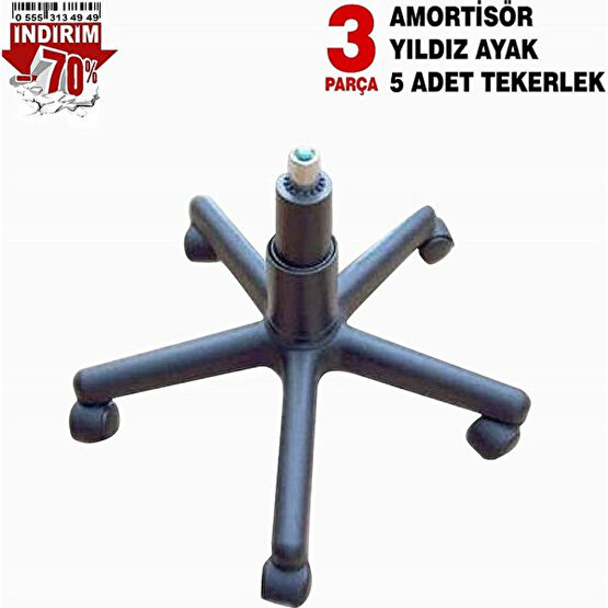 Full Reyon Plastik Yıldız Ayak + 5 Tekerlek + 140'LIK Ithal Amortisör Makam Koltuğu Fiyatı