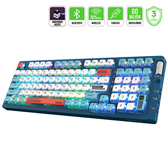 Gamepower Sense RGB Wireless-Bluetooth-Kablolu Mekanik Red Switch Gaming Klavye Oyuncu Klavyesi Fiyatı