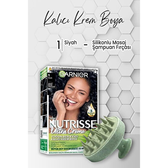 Garnier Nutrisse Saç Boyası 1 Siyah ve Masaj Şampuan Fırçası Yeşil Saç Boyası Fiyatı