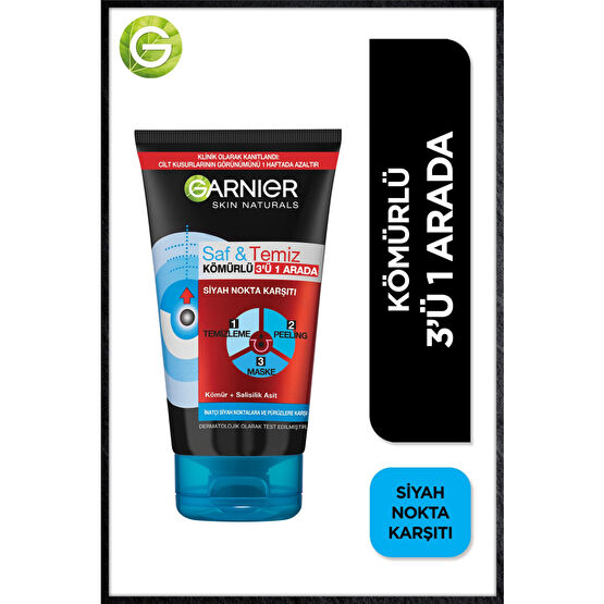 Garnier Saf & Temiz Siyah Nokta Karşıtı Kömürlü 3ü 1 Arada Cilt Temizleme ve Peeling Fiyatı