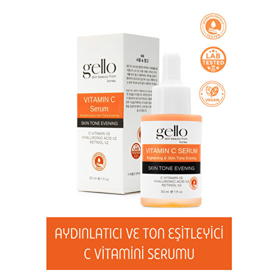 GELLO C Vitamini Ton Eşitleyici Serum ( Retinol %2 + C Vitamin %5 ) Cilt ve Yüz Bakımı Fiyatı