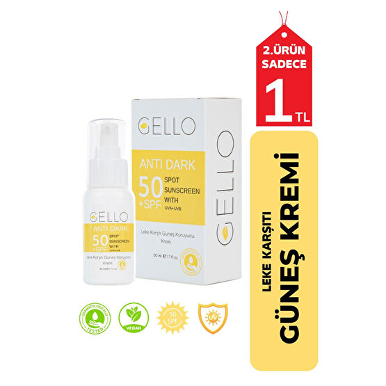 GELLO Leke Karşıtı Yüksek Korumalı Güneş Kremi 50 Spf /50ml