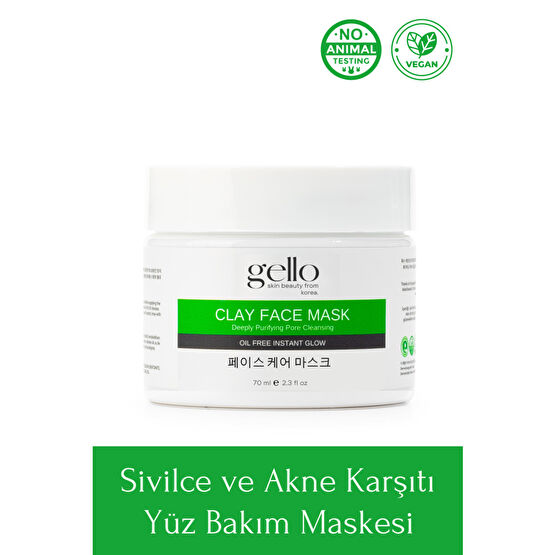 GELLO Sivilce Ve Akne Karşıtı Yüz Bakım Maskesi Doğal Kil Maskesi Cilt ve Yüz Bakımı Fiyatı