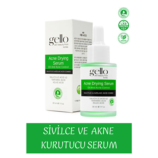 GELLO Sivilce ve Akne Kurutucu Serum (Salicylic & Azelaic Acid Kombinasyonu) Cilt ve Yüz Bakımı Fiyatı