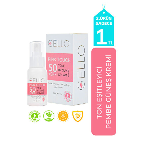 GELLO Ton Eşitleyici Yüksek Korumalı Pembe Yüz Güneş Kremi 50 Spf Güneş Kremleri ve Losyonları Fiyatı