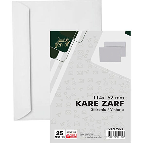 Gen-Of Kare Beyaz Mektup Zarfı Silikonlu 90 gr 114 x 162 mm 25'li Zarf Fiyatı
