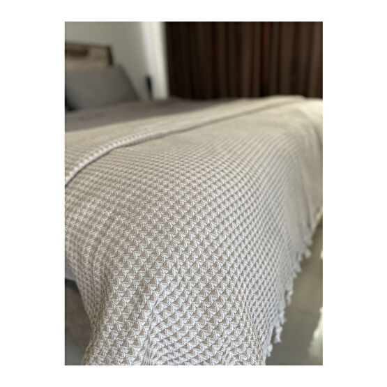 GERN HOME Çift Kişilik Piramit Desen Sütlü Kahve Pike Pike & Pike Takımı Fiyatı