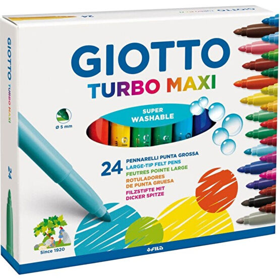Giotto Turbo Maxi Jumbo Keçeli Kalem 24'lü - Renkli Keçe Uçlu Kalem Fiyatı