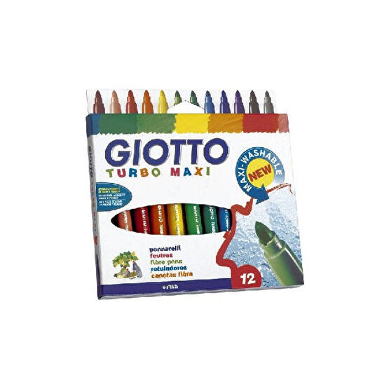 Giotto Turbo Maxi Kalın Uçlu Keçeli Boya Kalemi 12 Renk Keçe Uçlu Kalem Fiyatı