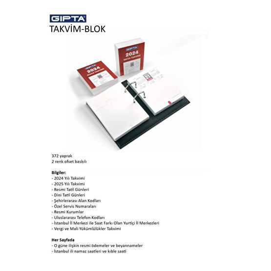 Gıpta 2024 365-GTB Takvim Blok 10x33 Takvim Fiyatı