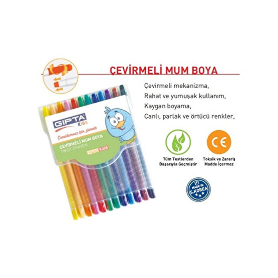 Gıpta Mum Boya 12'li Çevirmeli Mum Boya Fiyatı