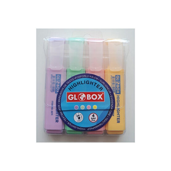 Globox Fosforlu Kalem 4 lü Pastel Renk